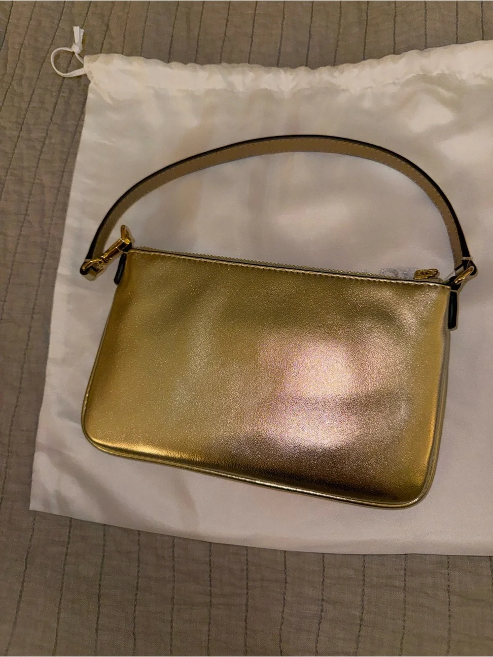 Michael Kors Shiny Gold Leather Mini Shoulder Bag